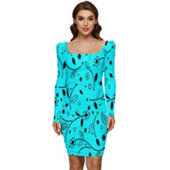 Pattern-003 Women Long Sleeve Ruched Stretch Jersey Dress