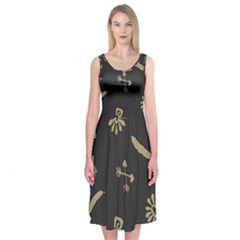 Pattern-dark Midi Sleeveless Dress by nate14shop