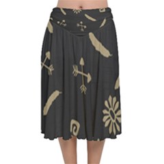Pattern-dark Velvet Flared Midi Skirt by nate14shop