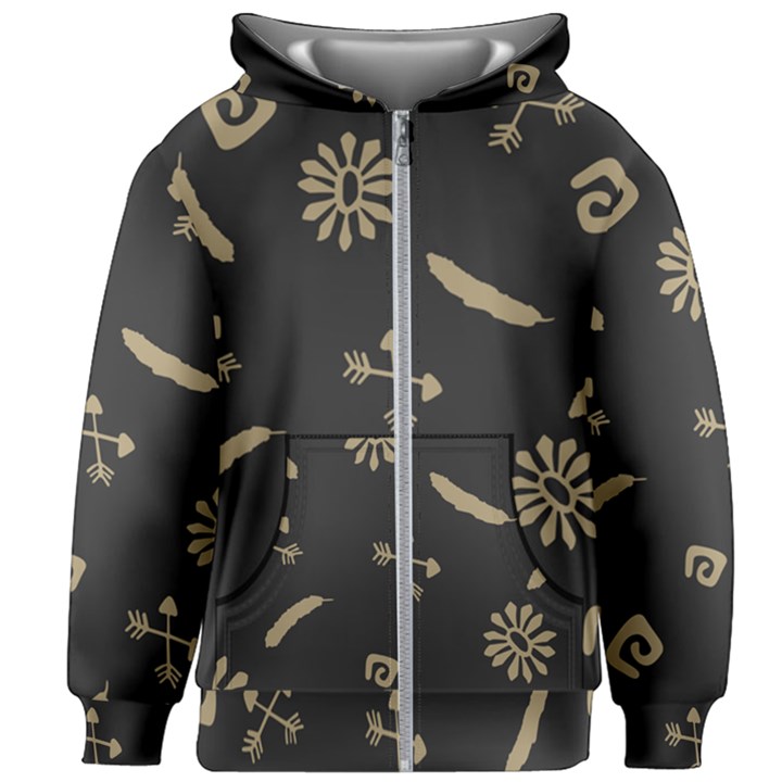 Pattern-dark Kids  Zipper Hoodie Without Drawstring