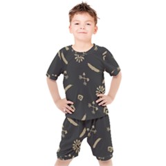 Pattern-dark Kids  Tee And Shorts Set by nate14shop