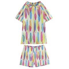 Watercolour-texture Kids  Swim Tee And Shorts Set by nate14shop