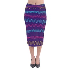 Waves Velvet Midi Pencil Skirt