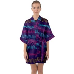 Waves Half Sleeve Satin Kimono 