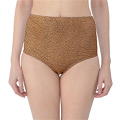 Leather Brown  Classic High-waist Bikini Bottoms by artworkshop