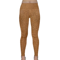 Leather Brown  Lightweight Velour Classic Yoga Leggings by artworkshop