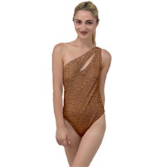 Leather Brown  To One Side Swimsuit
