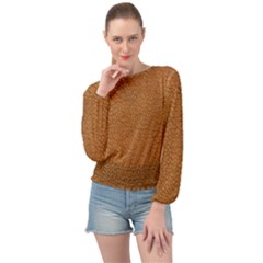 Leather Brown  Banded Bottom Chiffon Top by artworkshop