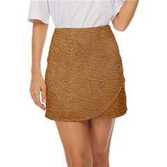 Leather Brown  Mini Front Wrap Skirt by artworkshop