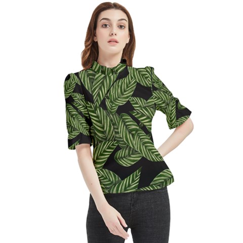  Leaves  Frill Neck Blouse by artworkshop