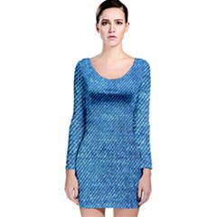 Jeans Blue  Long Sleeve Velvet Bodycon Dress by artworkshop