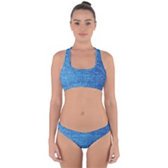 Jeans Blue  Cross Back Hipster Bikini Set by artworkshop