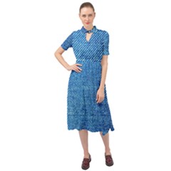 Jeans Blue  Keyhole Neckline Chiffon Dress by artworkshop