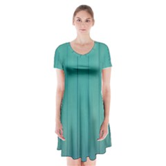 Green Surface  Short Sleeve V-neck Flare Dress by artworkshop