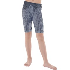 Ice Frost Crystals Kids  Mid Length Swim Shorts