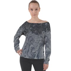 Ice Frost Crystals Off Shoulder Long Sleeve Velour Top