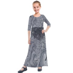 Ice Frost Crystals Kids  Quarter Sleeve Maxi Dress