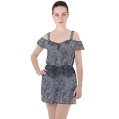 Ice Frost Crystals Ruffle Cut Out Chiffon Playsuit by artworkshop