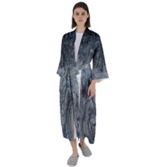 Ice Frost Crystals Maxi Satin Kimono by artworkshop