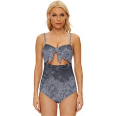 Ice Frost Crystals Knot Front One-Piece Swimsuit