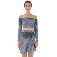 Ice Frost Crystals Off Shoulder Top With Skirt Set by artworkshop