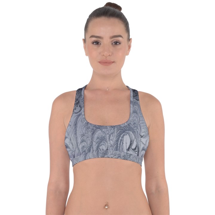 Ice Frost Crystals Cross Back Hipster Bikini Top 