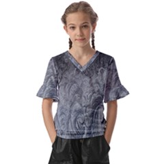 Ice Frost Crystals Kids  V-neck Horn Sleeve Blouse by artworkshop