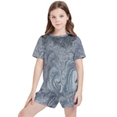 Ice Frost Crystals Kids  Tee And Sports Shorts Set by artworkshop