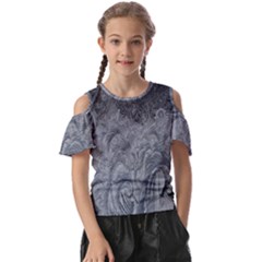 Ice Frost Crystals Kids  Butterfly Cutout Tee by artworkshop