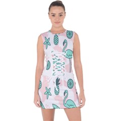 Art Geometric Lace Up Front Bodycon Dress by nate14shop