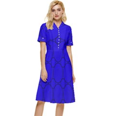 Background-blue Button Top Knee Length Dress