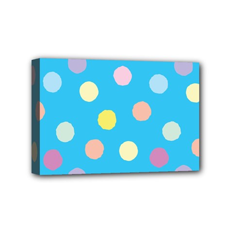 Blue Polkadot Mini Canvas 6  X 4  (stretched)