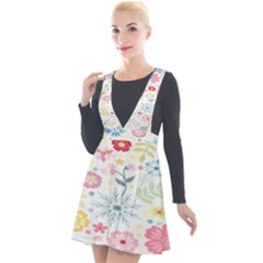 Graphic Art Plunge Pinafore Velour Dress