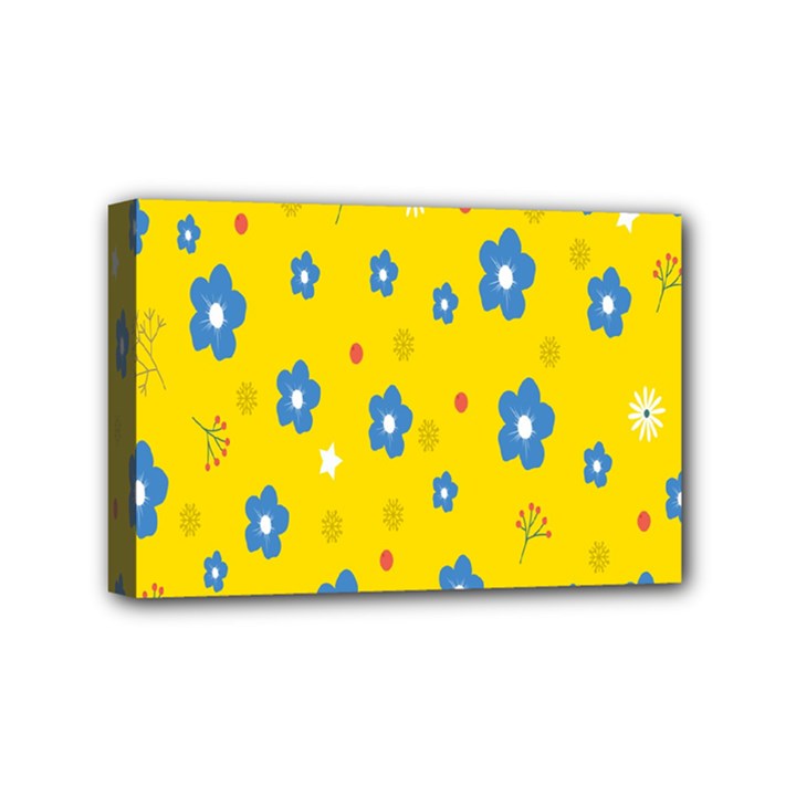 Floral Yellow Mini Canvas 6  x 4  (Stretched)