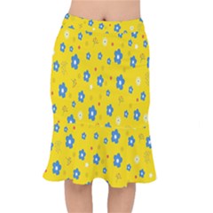 Floral Yellow Short Mermaid Skirt by nate14shop