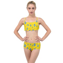 Floral Yellow Layered Top Bikini Set