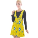 Floral Yellow Plunge Pinafore Velour Dress View1