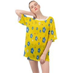 Floral Yellow Oversized Chiffon Top by nate14shop