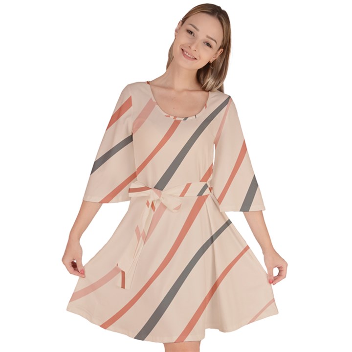 Lines Velour Kimono Dress