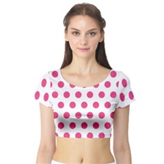 Polka-dots Short Sleeve Crop Top