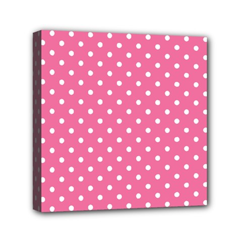 Polkadots-pink-white Mini Canvas 6  X 6  (stretched)