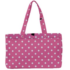 Polkadots-pink-white Canvas Work Bag by nate14shop