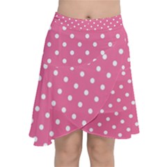 Polkadots-pink-white Chiffon Wrap Front Skirt by nate14shop