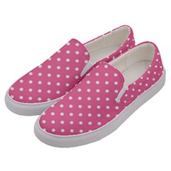 Polkadots-pink-white Men s Canvas Slip Ons by nate14shop