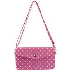 Polkadots-pink-white Removable Strap Clutch Bag by nate14shop