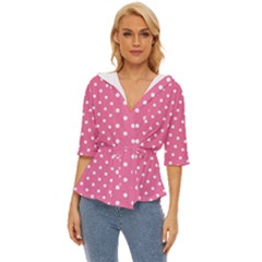 Polkadots-pink-white Lightweight Drawstring Hooded Top