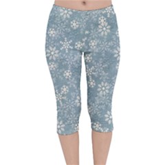 Snow-frozen Velvet Capri Leggings  by nate14shop