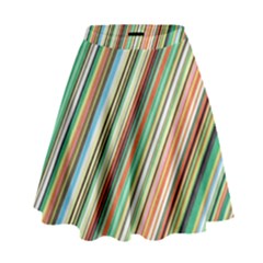 Stripe-colorful-cloth High Waist Skirt by nate14shop