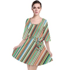 Stripe-colorful-cloth Velour Kimono Dress