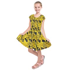 Yellow-abstrac Kids  Short Sleeve Dress